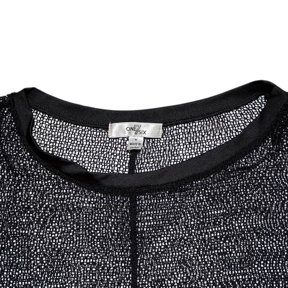 One7Six Elegant Black Mesh Top Sheer Long Sleeve Evening Blouse M - Picture 3 of 10
